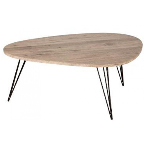 Pegane - Table basse simple en MDF, PVC et fer coloris marron - Dim : L 112 x l 80 x H 40 cm Pegane  - Table basse marron
