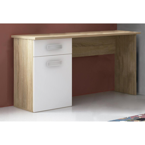 Bureaux Pegane Table de bureau, meuble de bureau coloris Chêne cambrian/blanc - Longueur 120 x profondeur 49,8 x hauteur 72 cm