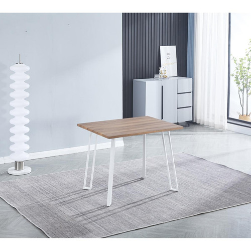 Pegane - Table de cuisine, table à manger en MDF avec pieds en métal coloris blanc - Longueur 100 x Profondeur 70 x Hauteur 76 cm Pegane  - Tables à manger