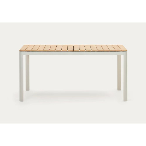 Pegane - Table de jardin en bois de teck massif et aluminium coloris blanc - longueur  163 x profondeur 90 x hauteur 76 cm Pegane  - Table de jardinage en hauteur