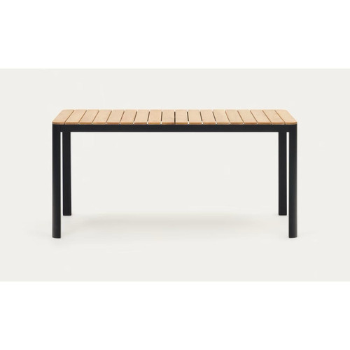 Pegane - Table de jardin en bois de teck massif et aluminium finition noire   - longueur  163 x profondeur 90 x hauteur 76 cm Pegane  - Tables de jardin Pegane