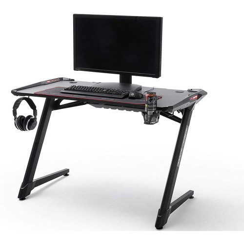 Bureau gamer Pegane Table de jeu / bureau de jeu à éclairage changeant de couleur LED noir - Longueur 120 x Hauteur 77 x Profondeur 64 cm