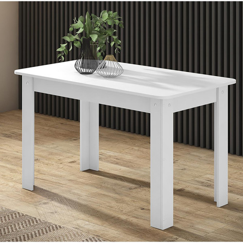 Pegane - Table de salle à manger extensible rectangulaire coloris blanc - longueur 120-164 x profondeur 70 x Hauteur 73,6 cm - Table extensibles