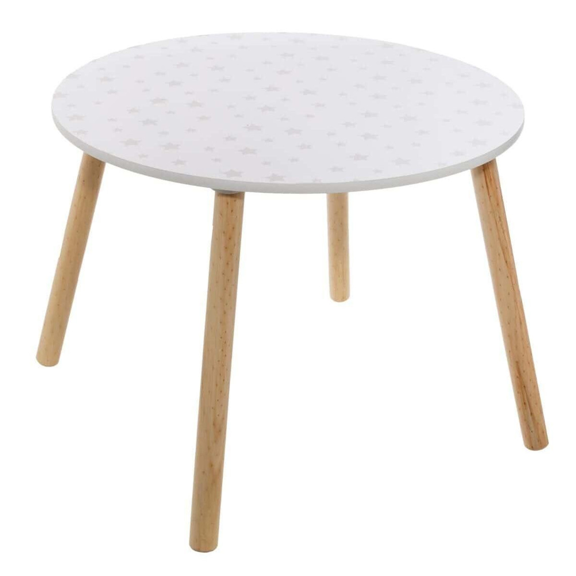 Pegane Table enfant coloris blanc motif étoiles - Diamètre 60 x Hauteur 43,5 cm
