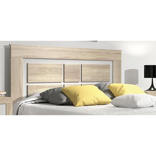 Pegane - Tête de lit avec pieds coloris  Chêne cambrian, blanc - Longueur 160 x Profondeur 3,8 x Hauteur 120 cm Pegane  - Lit 160x200 design