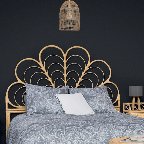 Pegane Tête de lit haute en rotin coloris naturel - Longueur 160 x Profondeur 2.8 x Hauteur 140 cm