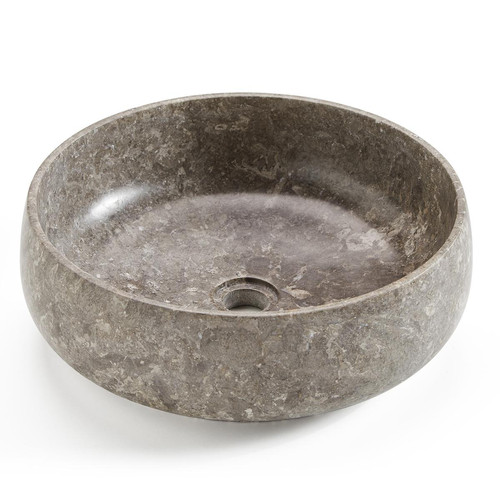 Vasque Pegane Vasque à poser / lavabo en pierre naturelle coloris gris - Diamètre 42 x Hauteur 15 cm