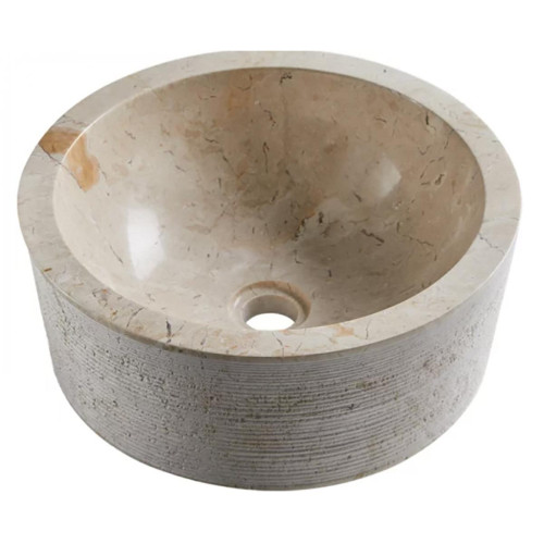 Pegane - Vasque à poser / lavabo rond en marbre coloris beige - Diamètre 40 x Hauteur 15 cm Pegane  - Lavabo rond