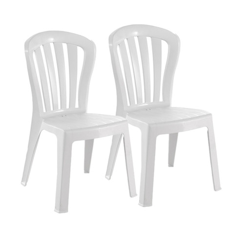 Chaises de jardin Pegane Lot de 2 chaises de jardin empilables en résine coloris blanc - Longueur 52 x Profondeur 52 x Hauteur 88 cm