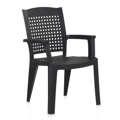 Pegane - Lot de 2 chaises de jardin empilables en résine coloris Gris - Longueur 59 x Profondeur 60 x Hauteur 87 cm Pegane  - Chaises de jardin Pegane
