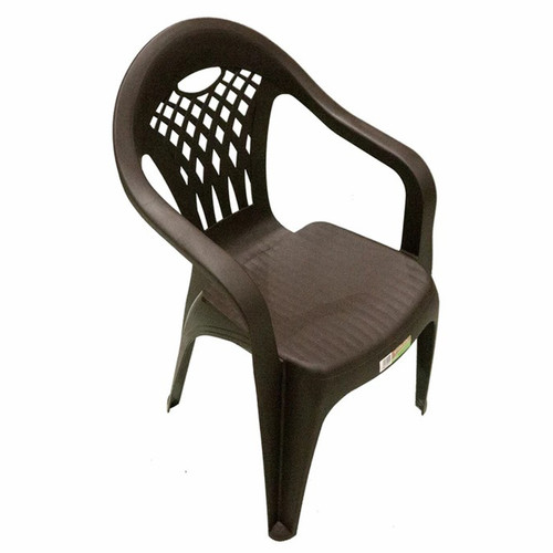 Pegane Lot de 2 chaises de jardin empilables en résine coloris Marron - Longueur 58 x Profondeur 54 x Hauteur 86 cm
