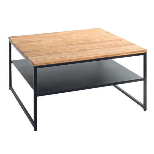 Pegane - Table basse coloris noir-chêne -  Longueur 70 x Profondeur 70  x Hauteur 40 cm Pegane  - Salon, salle à manger