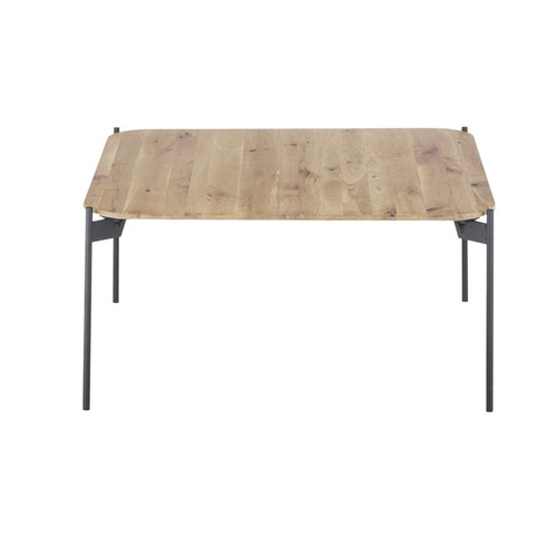 Pegane - Table basse en bois de chêne massif huilé, pieds en métal noir - Longueur 60 x Hauteur 38 x Profondeur 60 cm Pegane  - Table basse en chêne massif Tables basses