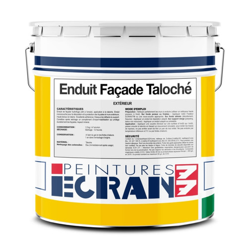 Peinture & enduit rénovation Peintures Daniel Enduit façade taloché hydrofuge, extérieur, prêt à l'emploi ECRAN 77-25 Kg-Blanc de la Côte