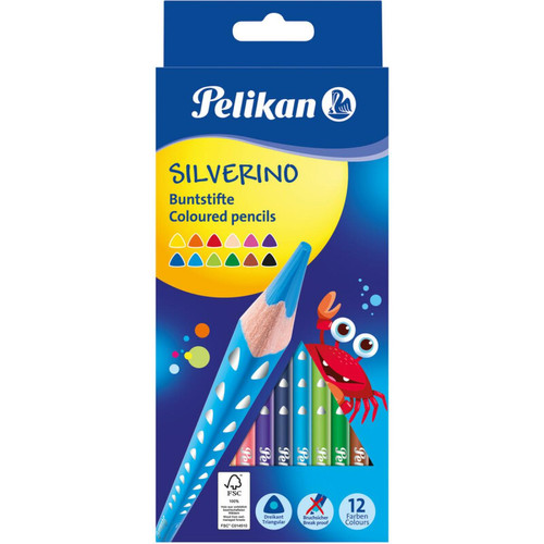 Pelikan - Pelikan Crayon de couleur triangulaire SILVERINO fin, étui () Pelikan  - Marchand Zoomici
