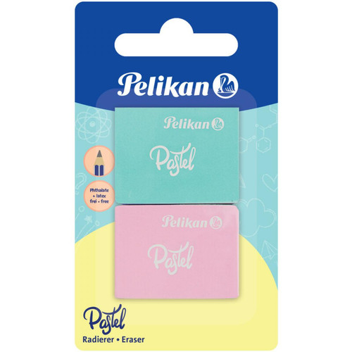 Outils et accessoires du peintre Pelikan Pelikan Gomme en plastique PASTEL, carte blister de 2 ()
