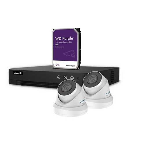 Perel - Kit vidéosurveillance IP 4MP - enregistreur NVR 4 canaux - 2x caméras dôme IP blanche - 3To HD - câbles Perel  - Enregistreur nvr