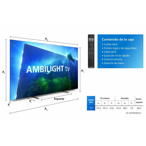 Philips TV intelligente Philips 77OLED818 4K Ultra HD 77" OLED AMD FreeSync