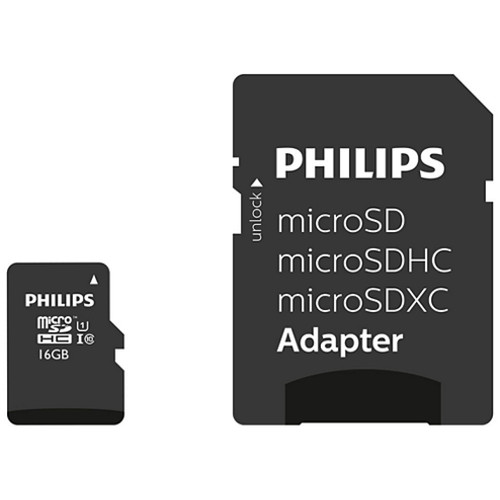 Philips - Carte mémoire microSDHC FM16MP45B 16 Go Philips  - Carte SD Philips