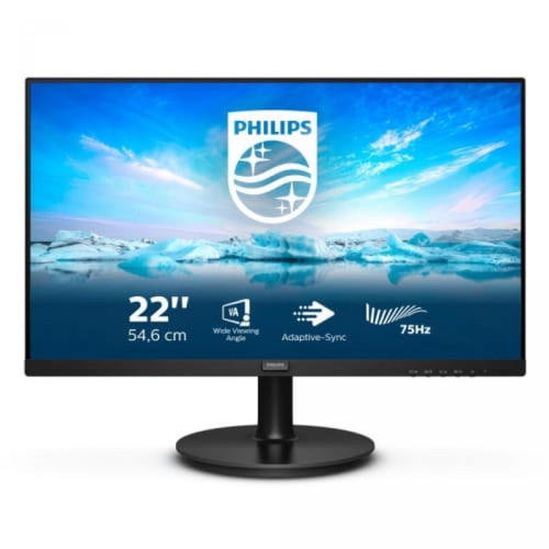 Philips - 222V8LA Écran PC 22" FHD LCD 75Hz VGA HDMI DisplayPort Noir - Moniteur PC 22 pouces