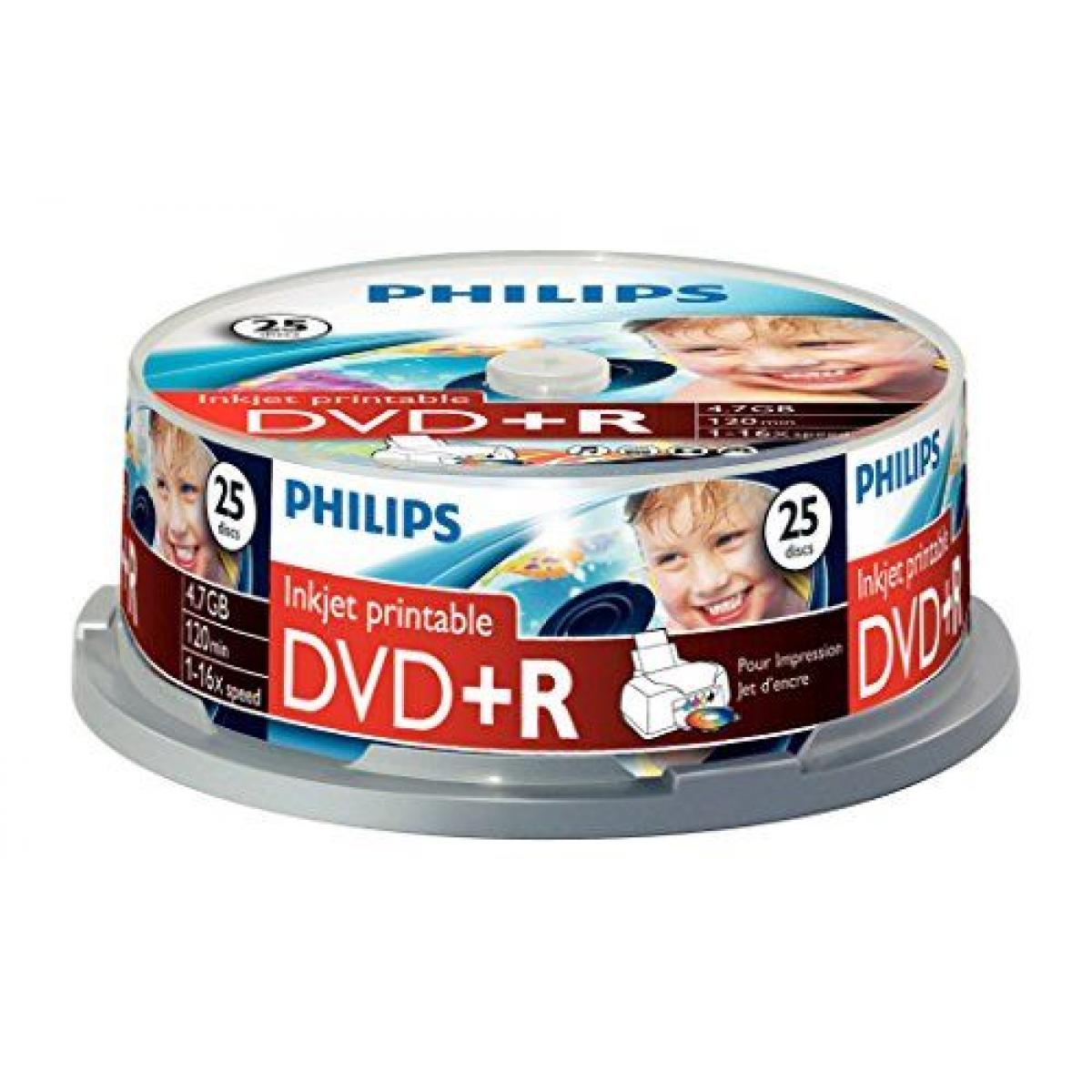 Graveur DVD/Lecteur Blu-ray Philips 25 x DVD+R - 4.7 GB 16x - bedruckbare Oberfläche - Spindel - Speichermedium