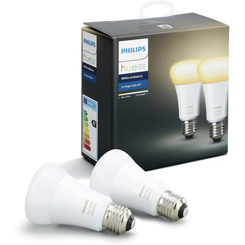 Philips - Pack de 2 ampoules connectées White Ambiance E27 [Classe énergétique A+] Philips  - Maison connectée Pack reprise