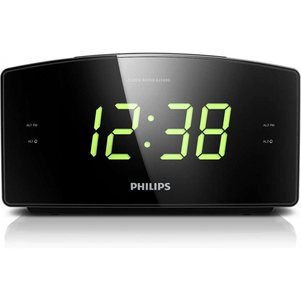 Radio Philips radio réveil avec écran et double alarme noir