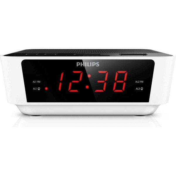 Radio Philips radio réveil avec écran et double alarme noir blanc