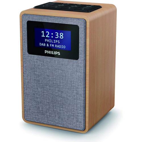 Radio Philips radio réveil FM dab dab+ avec double alarme noir gris marron