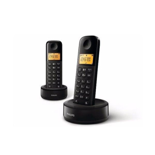 Philips - Téléphone Sans Fil Philips D1602B/01 1,6`` 300 mAh GAP (2 pcs) Noir - Téléphone fixe sans fil