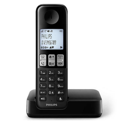 Philips - Téléphone Sans Fil Philips D2501B/34 DECT Noir - Téléphone fixe sans fil