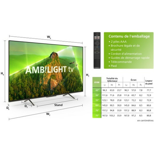 Philips TV LED 4K 189 cm 75PUS8108/12 Ambilight 189 cm 4K UHD