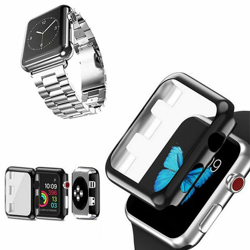 Phonecare - Kit Bracelet Acier Stainless Lux + Outil + Coque Anti-Impact pour Apple Watch Series 9 Aluminum - 41mm - Gris Phonecare  - Objets connectés