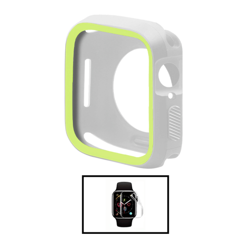 Phonecare - Kit Coque Military DoubleColor + Film de Hydrogel pour Apple Watch Series 9 Aluminum - 45mm - Gris / Vert Phonecare  - Montre et bracelet connectés