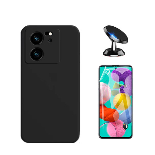 Phonecare - Kit Film de Hydrogel Étui Complète Devant + Étui Silicone Liquide + SuppOrt Magnétique Phonecare pour Xiaomi 13T - Noir Phonecare  - Accessoire Smartphone