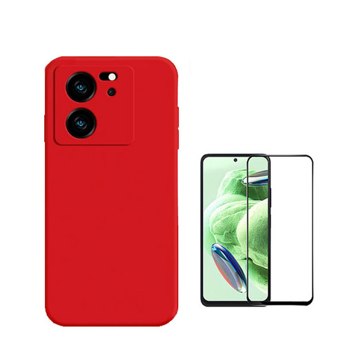 Phonecare - Kit de film en verre trempé de la couverture de 5D + couvercle de silicone liquide Phonecare pour Xiaomi 13T - Rouge Phonecare  - Accessoire Smartphone