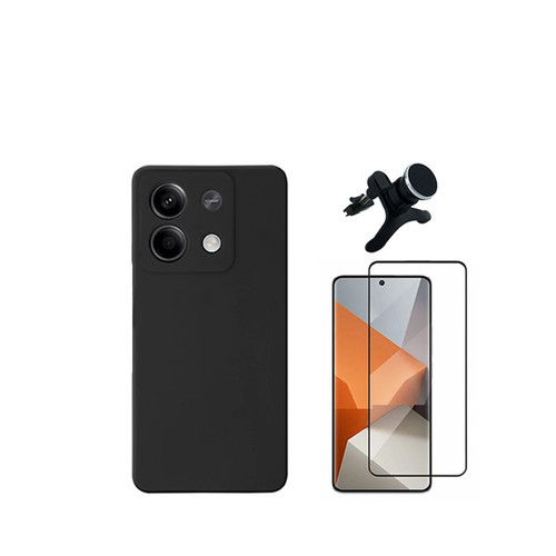 Autres accessoires smartphone Phonecare Kit de film en verre trempé de la couverture en 5D + boîtier en silicone liquide + porte-voiture renforcé Phonecare pour Xiaomi Redmi Note 13 Pro - le noir