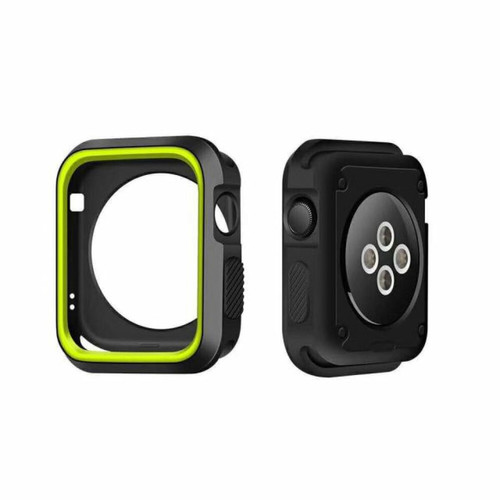 Phonecare - Coque Military Anti-Impact DoubleColor pour Apple Watch Series 5 - 44mm - Noir / Vert fluorescent Phonecare  - Coque, étui smartphone