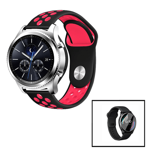Phonecare - Kit Bracelet Bicolore SportStyle + Film de Hydrogel pour Samsung Galaxy Watch Bluetooth 46mm - Noir / rouge Phonecare  - Objets connectés
