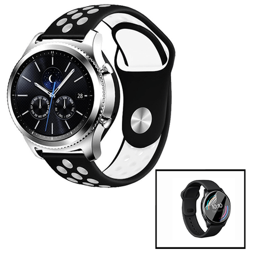 Phonecare - Kit Bracelet Bicolore SportStyle + Film de Hydrogel pour Samsung Galaxy Watch 42mm - Noir / Blanc Phonecare  - Accessoires bracelet connecté
