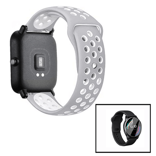 Phonecare - Kit Bracelet Bicolore SportStyle + Film de Hydrogel pour Amazfit Pace - Gris / Blanc Phonecare  - Montre et bracelet connectés