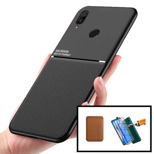 Phonecare - Kit Coque Magnétique Lux + Portefeuille Magnétique Marron + Film de Verre Trempé 5D à Couverture Complète pour Huawei P Smart Z Phonecare  - Accessoire Smartphone