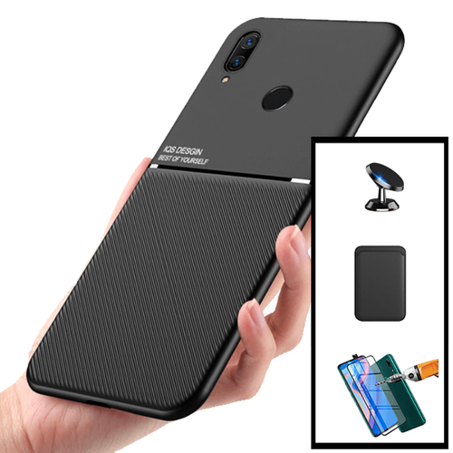 Phonecare - Kit Coque Magnétique Lux + Portefeuille Magnétique Noir + Film de Verre Trempé 5D à Couverture Complète + Support Magnetíque pour la Voiture pour Huawei P Smart Z Phonecare  - Coque, étui smartphone