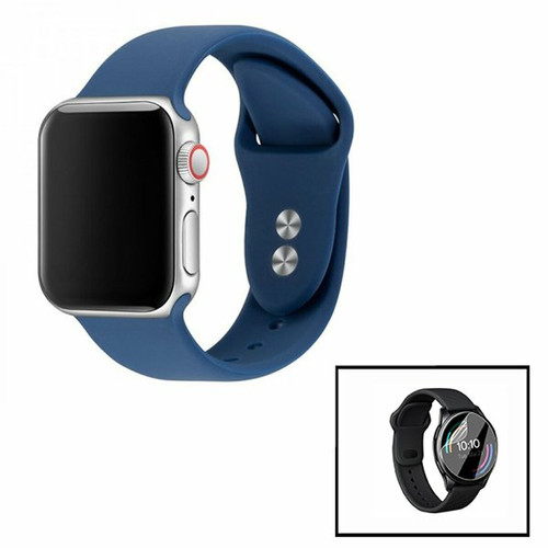 Phonecare - Bracelet en Silicone Souple Avec Bloucle + Film d'hydrogel pour Xiaomi Mi Watch Revolve Active - Bleu foncé Phonecare  - Objets connectés