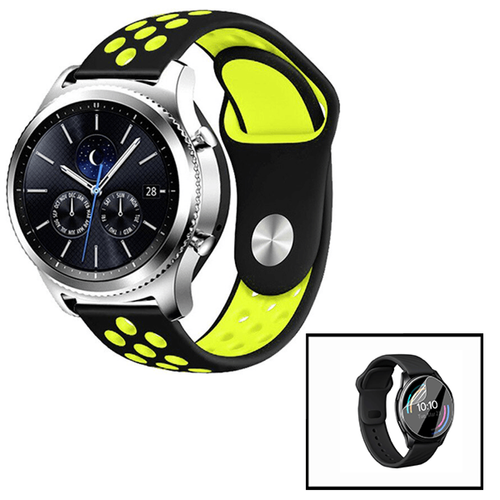 Phonecare - Kit Bracelet SportyStyle + Film de Hydrogel pour Huawei Watch GT 3 46mm Active - Noir / Vert Fluorescent Phonecare  - Montre et bracelet connectés