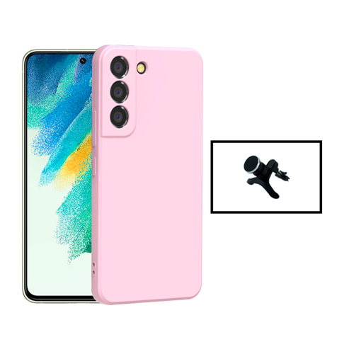 Phonecare - Kit Support Magnétique Renforcé de Voiture + Coque Silicone Liquide pour Samsung Galaxy S22 5G - Rose Phonecare  - Accessoire Smartphone