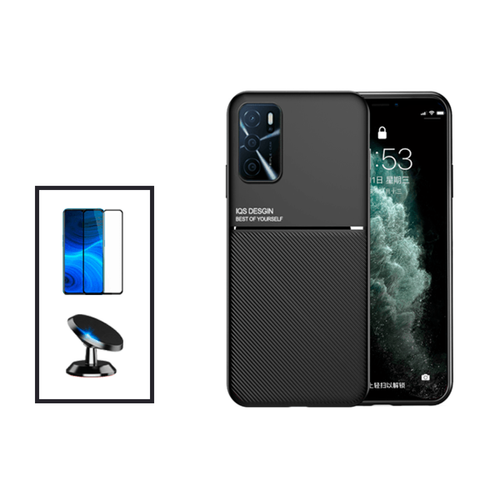 Phonecare - Kit Coque Magnetic Lux + 5D Full Cover + Support Magnétique de Voiture pour Oppo A16 - Noir Phonecare  - Accessoire Smartphone