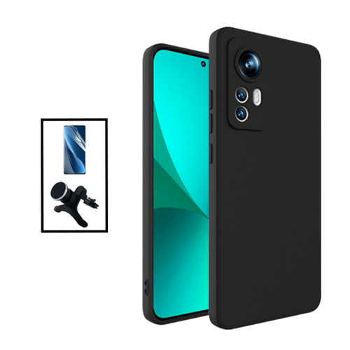 Phonecare - Kit Film Hydrogel Full Cover Avant + Coque Silicone Liquide + Support Magnétique de Voiture Renforcé pour Xiaomi 12 Pro ( Dimensity ) - Noir Phonecare  - Accessoires et consommables