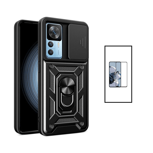 Phonecare - Kit Film Verre Trempé 5D Full Cover + Coque Magnetic Military Defender Slide Window Anti-Impact pour Xiaomi 12T Pro - Noir Phonecare  - Accessoire Smartphone