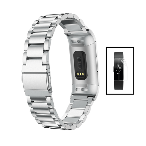 Phonecare - Kit Bracelet Acier Stainless Lux + Outil + Film de Gel Full Cover pour Fitbit Ace 2 - Gris / Transparent Phonecare  - Montre et bracelet connectés